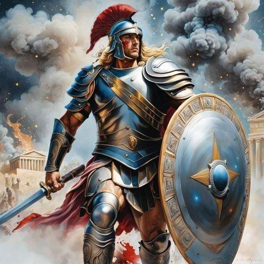Achilles in Battle: Graffiti Art Portrait