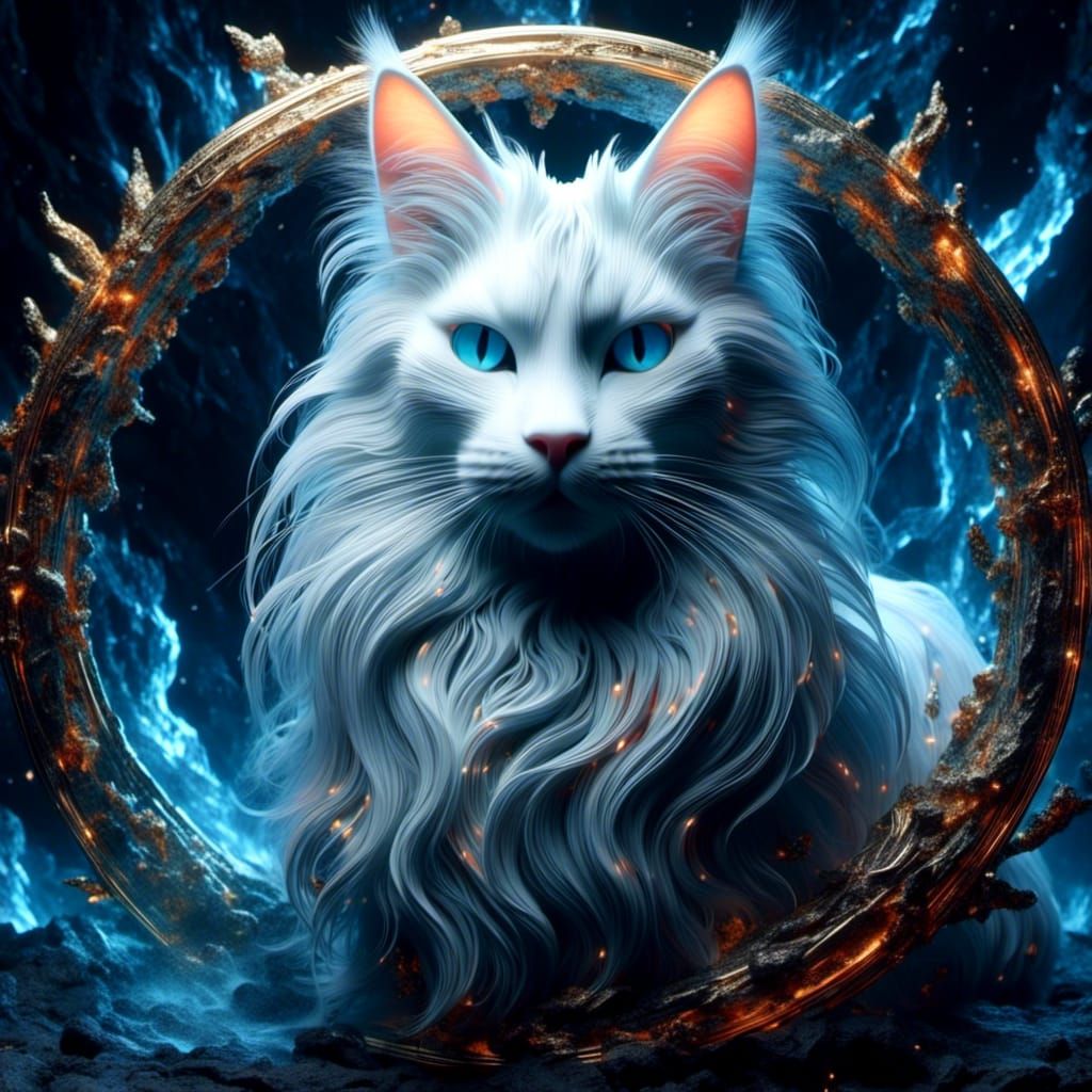 Yin Yang Unicorn Cats in Airbrush Style