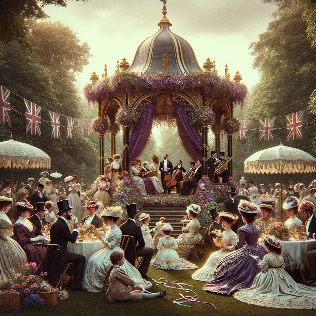 Victorian Aristocracy at Garden Party, 19th Century