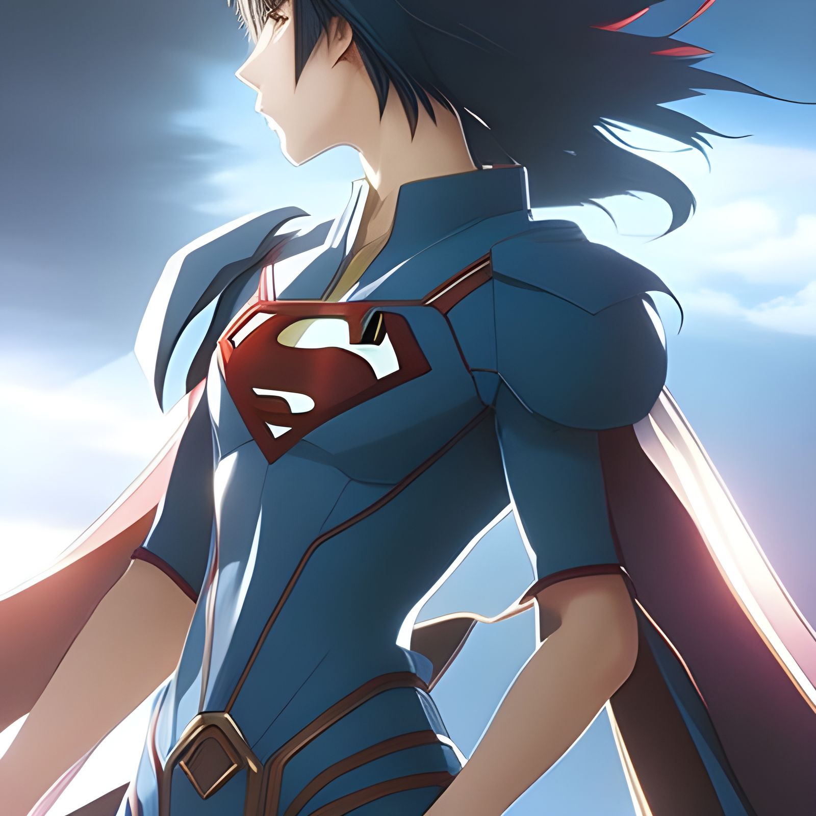 Epic Superman Anime Art, Detailed Digital Painting