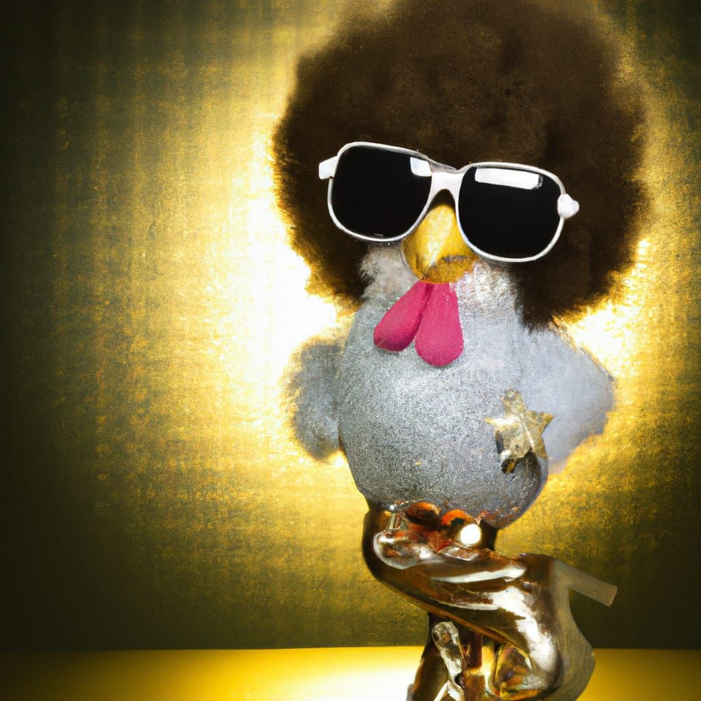 Funky Disco Chicken in 70s Retrofuturism Style