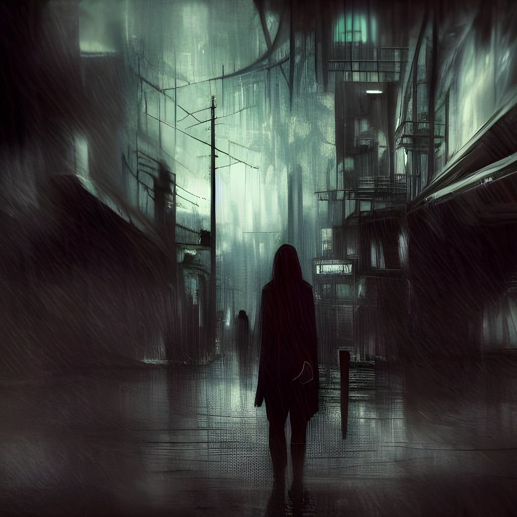 Creepy Undead Zombie Woman in Anime Style