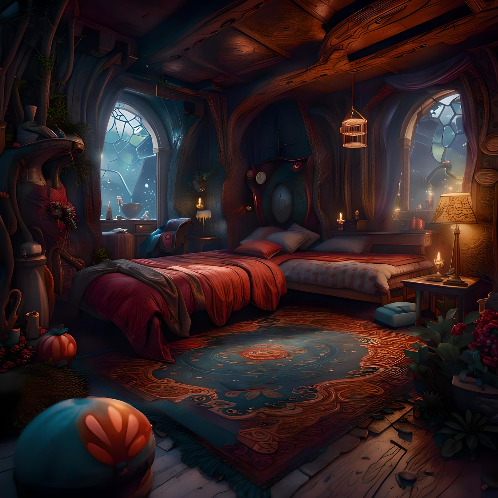 Intricate Cozy Scene in Detailed Matte Painting