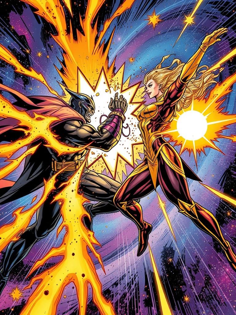 Cosmic Titans Clash in Astral Nexus Comic Art