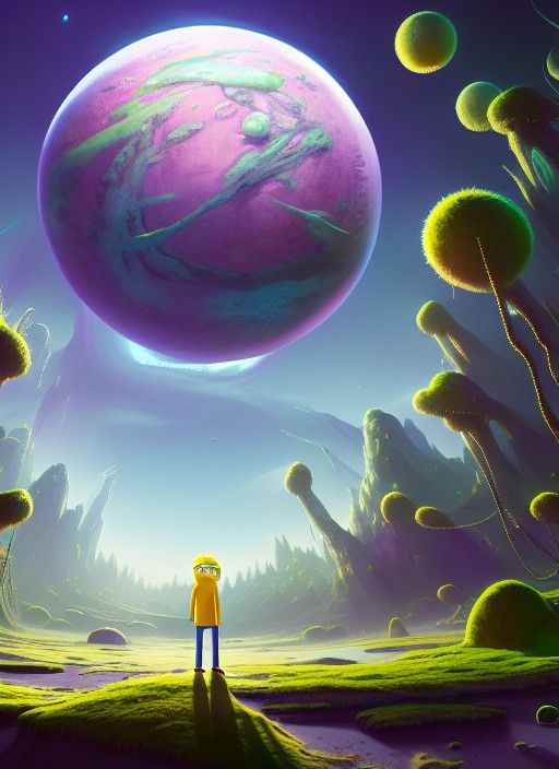 Surreal Alien Landscape in Cartoon Style
