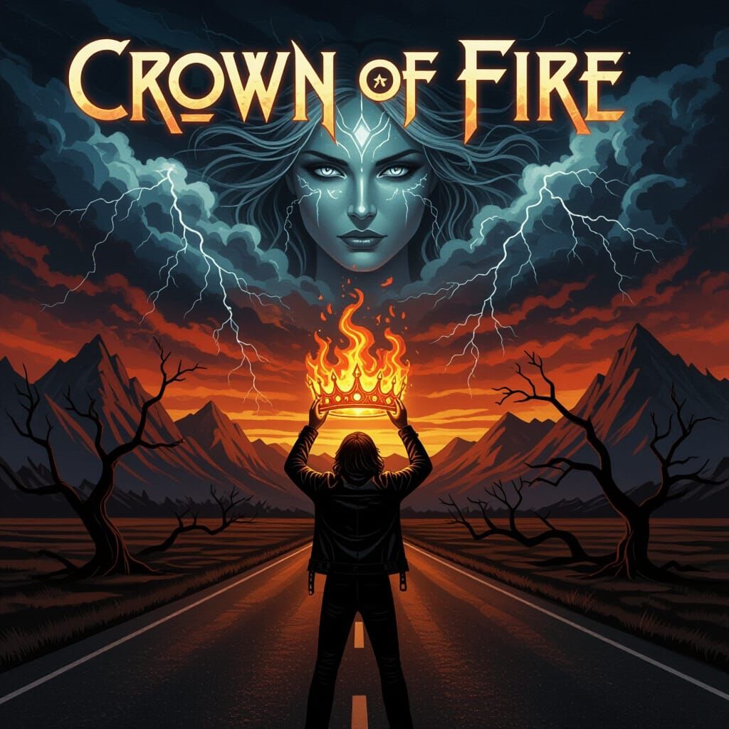 Crown of Fire: Surreal Rock Album Cover Art