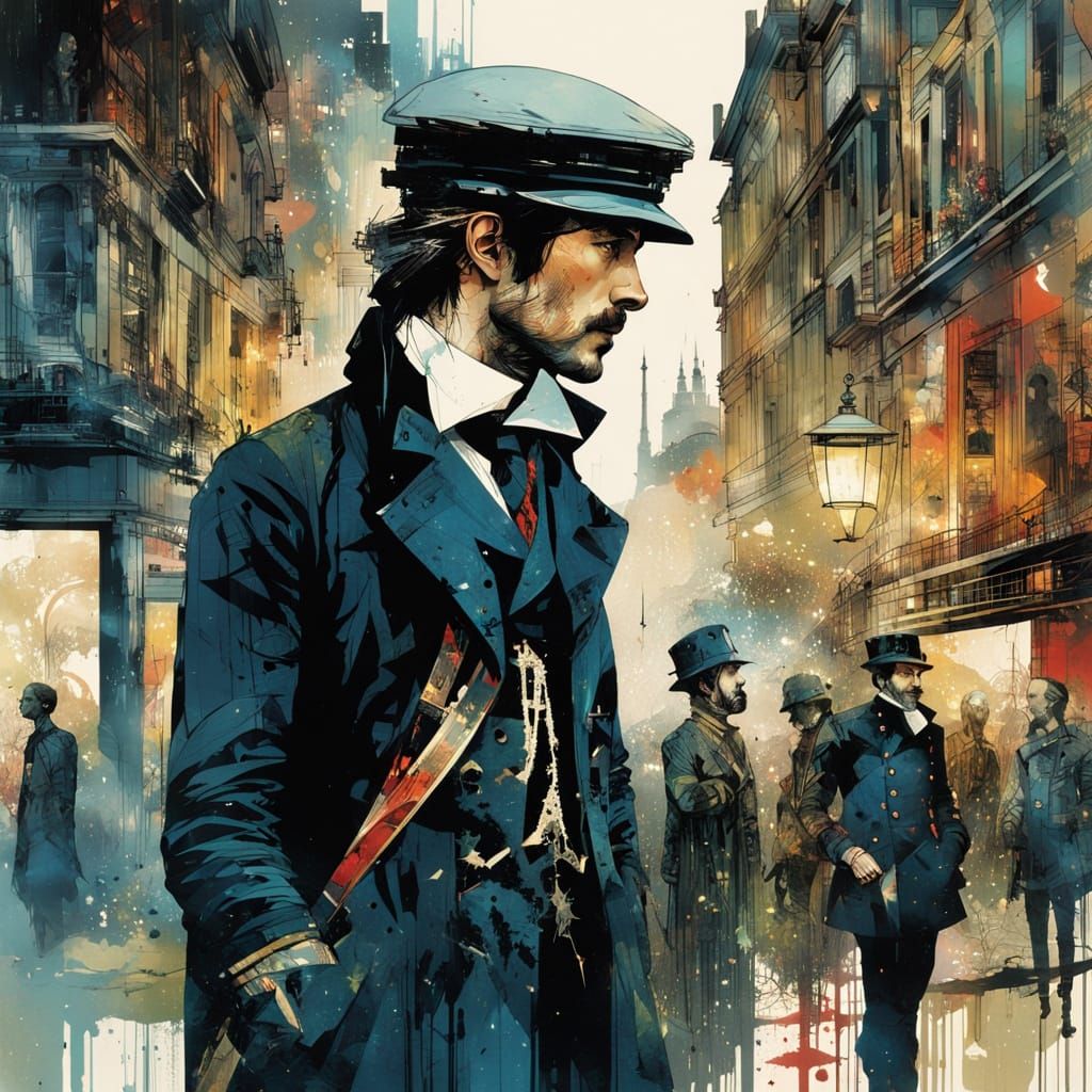 Galaxy Dripping into Cityscape with Princess Silhouette