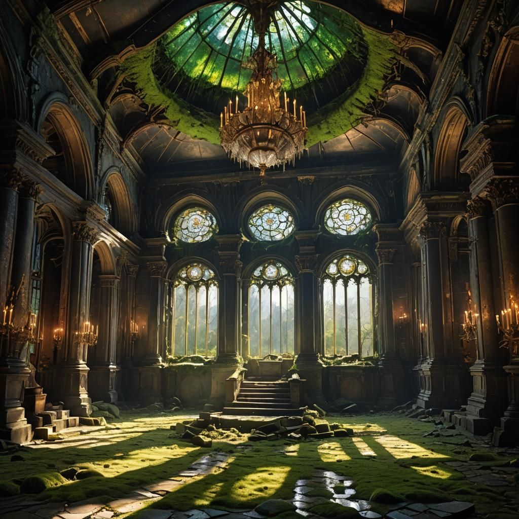 Forgotten Throne Room with Ghostly Spirits
