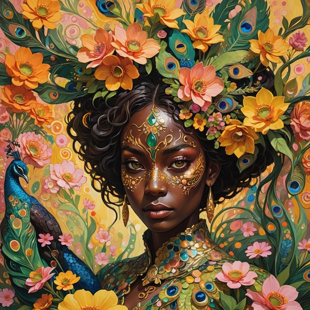 Dragon Peacock Woman in Abstract Expressionism