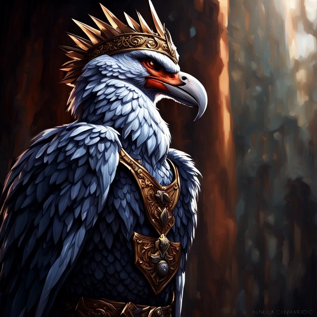 Aarakocra King Portrait in Painterly Style