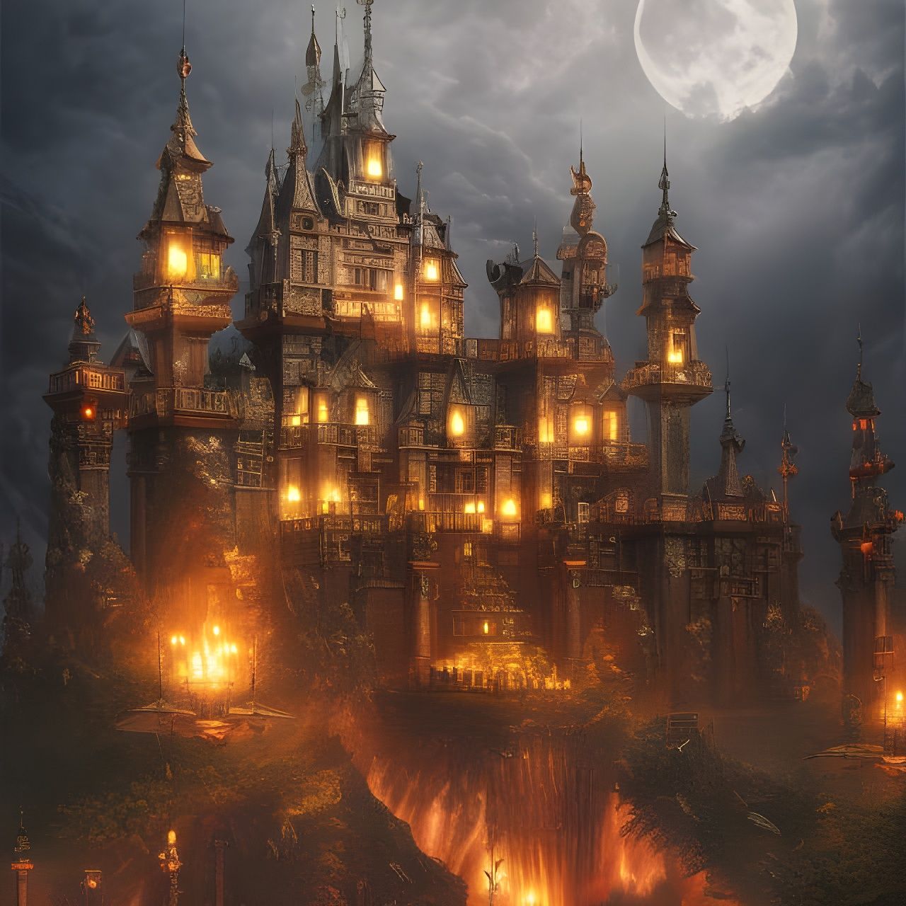 Epic Demon Castle Digital Matte Painting