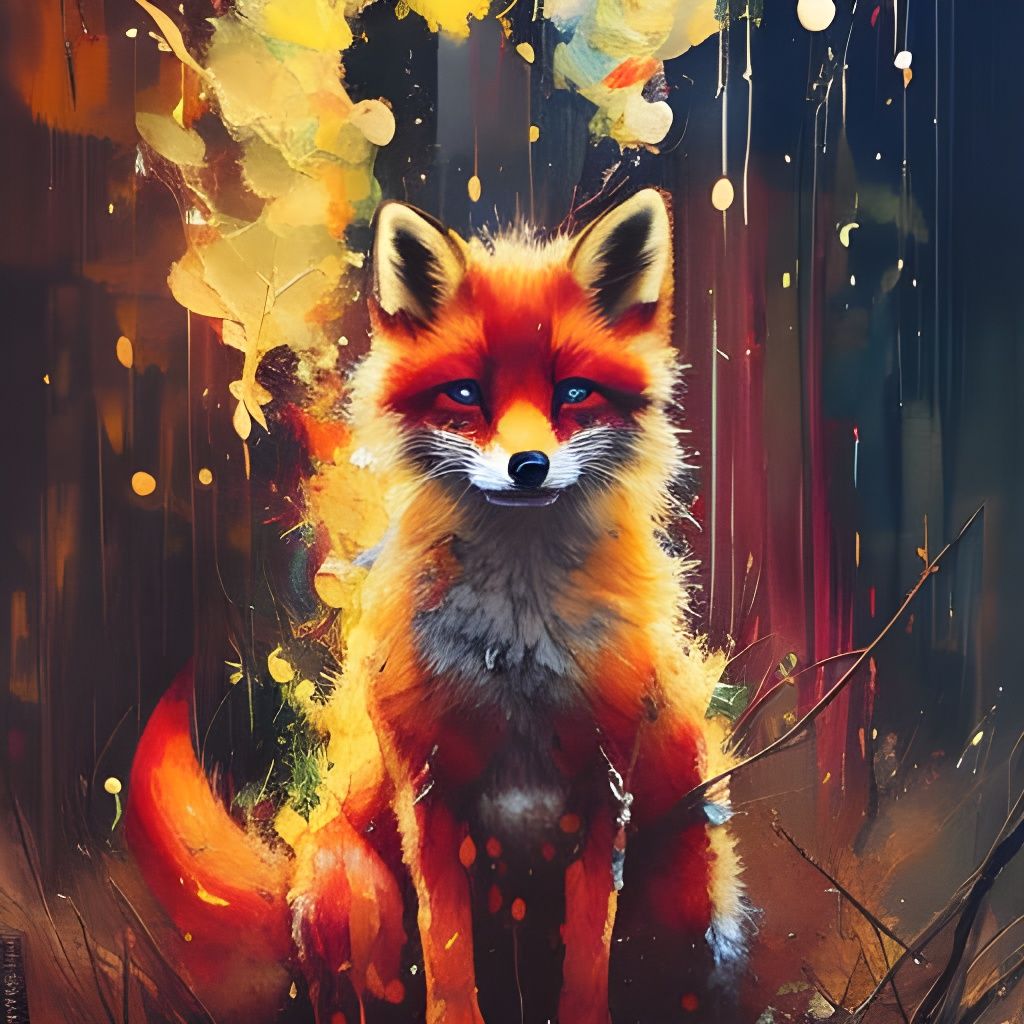 Pouncing Fire Fox with Doe Eyes, Speedpaint Style