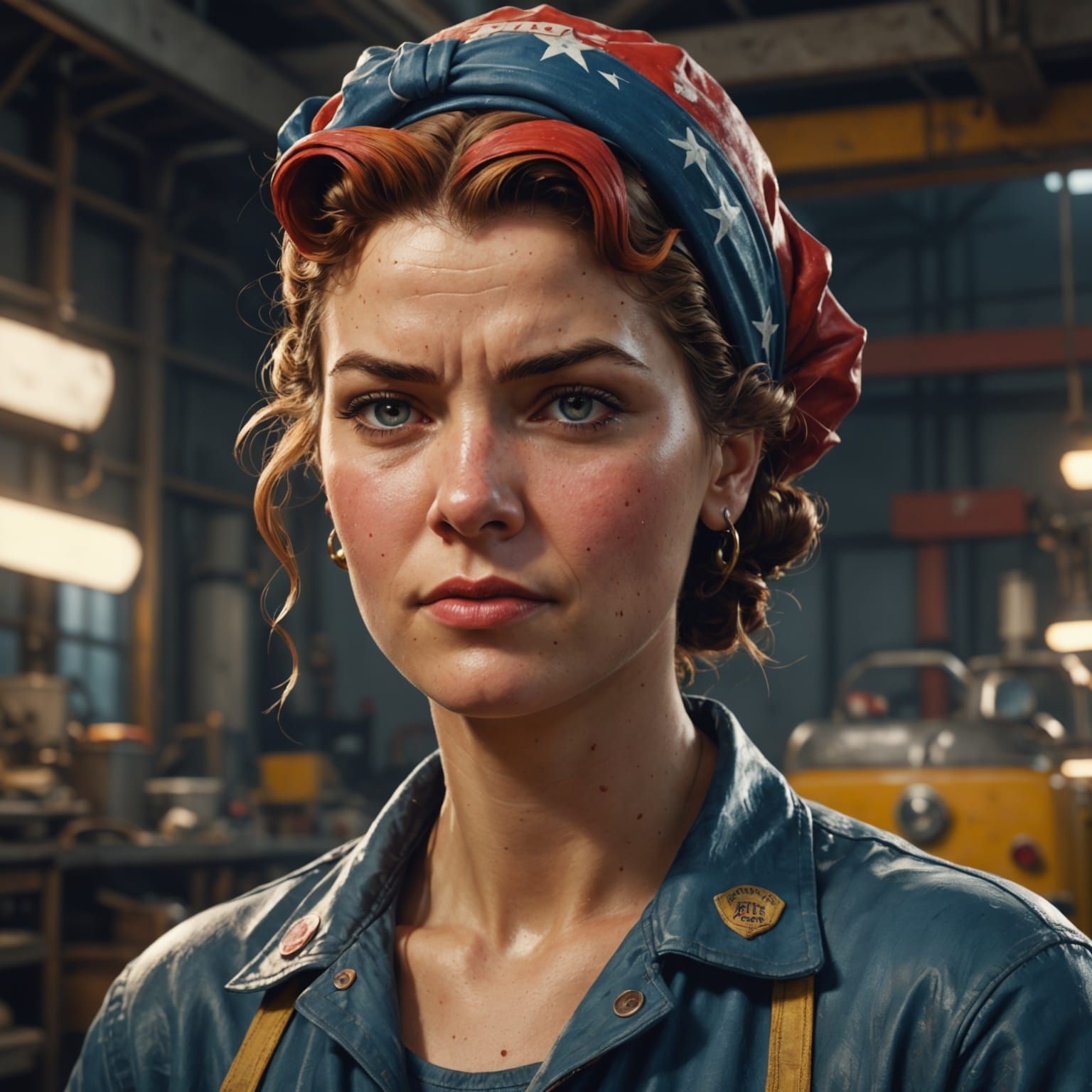 Empowering Female Icon in Gritty Industrial Style