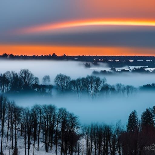 Winter Storm Moonscape with Volumetric Lighting