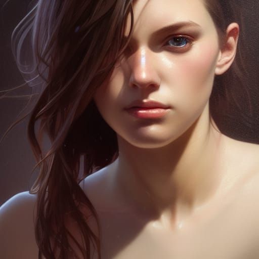 Detailed Portrait in Art Nouveau Style