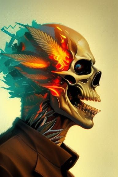 Marijuana Ghost Rider Portrait in Artgerm Style