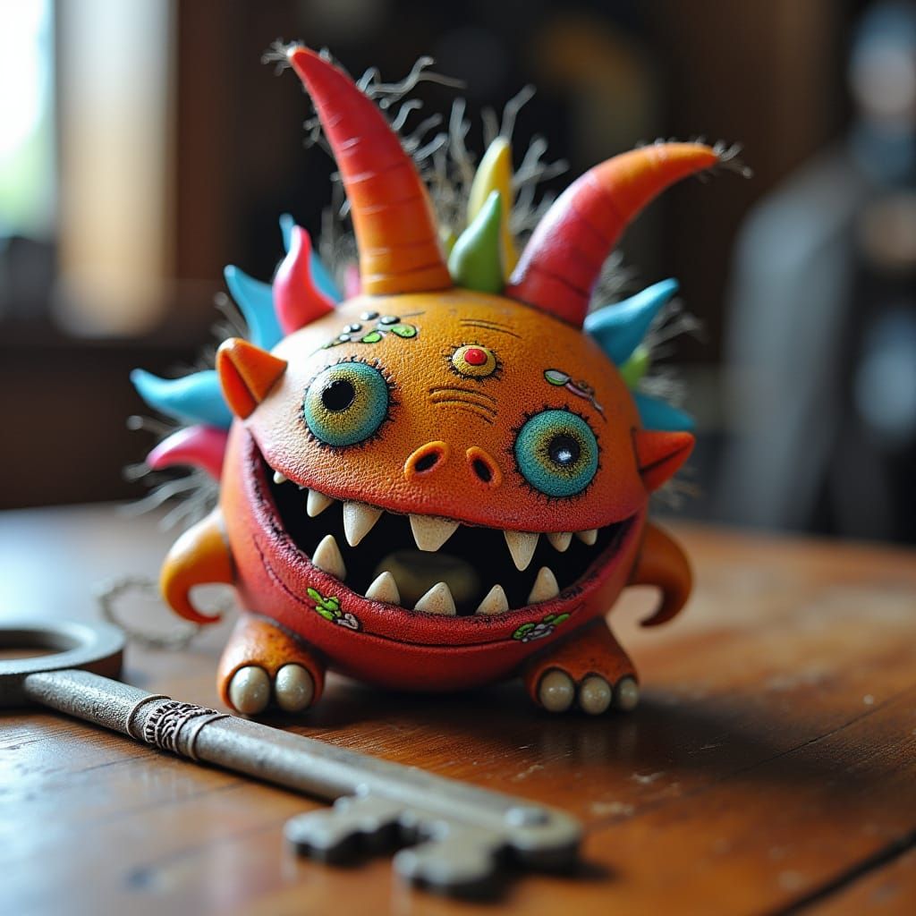 Vibrant Wacky Monster Key in a Still Life