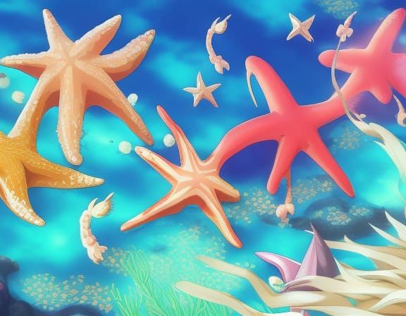 starfish reef by artist "anime", Anime Key Visual, Japanese Manga, Pixiv, Zerochan, Anime art, Fantia