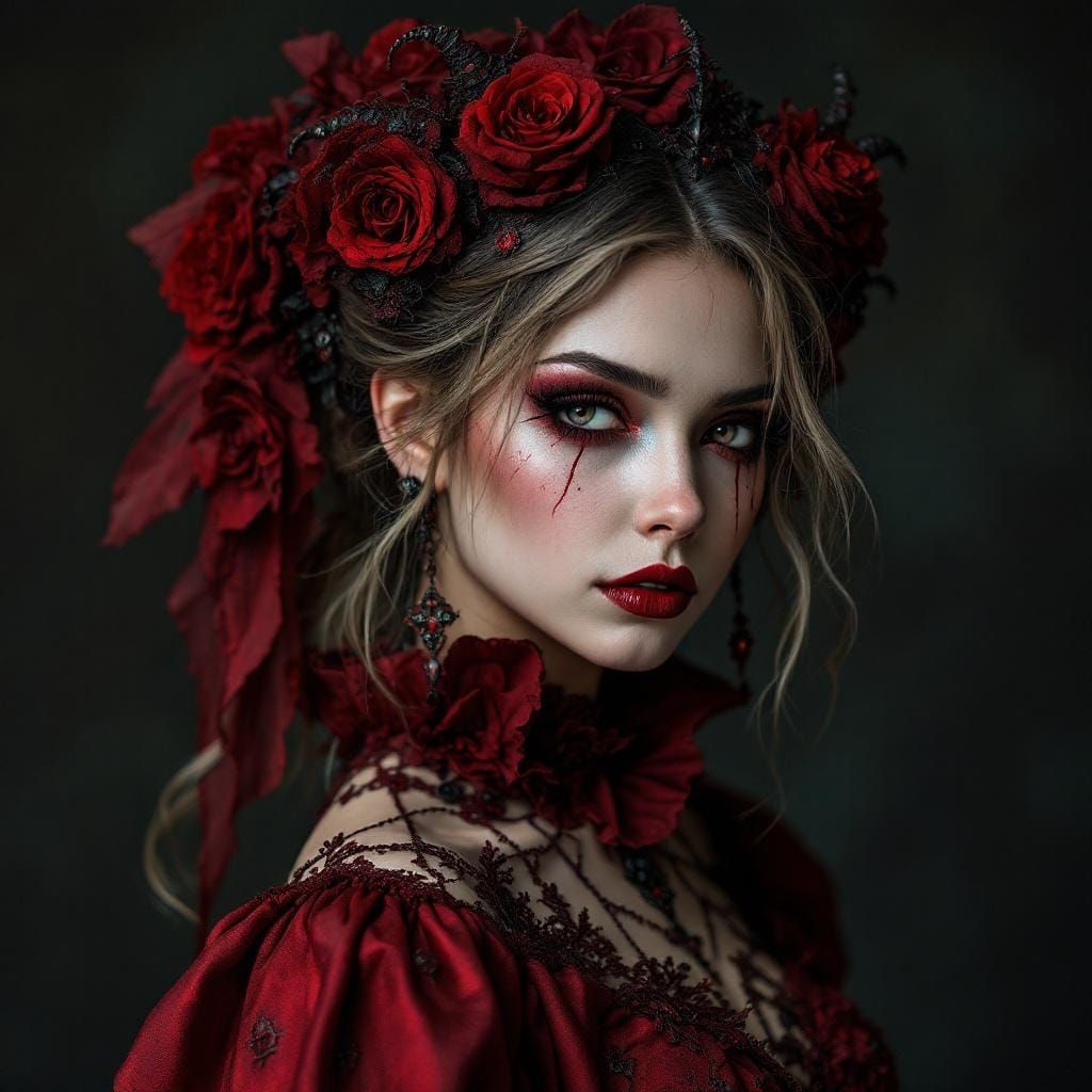 Gothic Demon Girl Portrait in Professional Photography Style