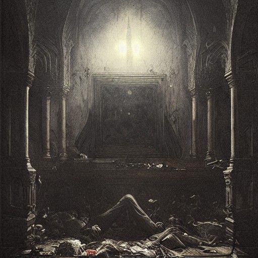 Nightmare Monster Under Bed in Gothic Horror Style