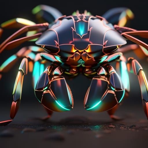 Iridescent Montagu's Crab: Cel-Shaded Octane Render