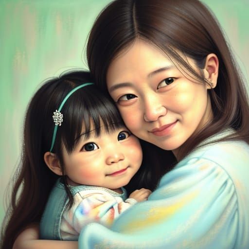 Warm Family Portrait in Soft Oil Painting Style