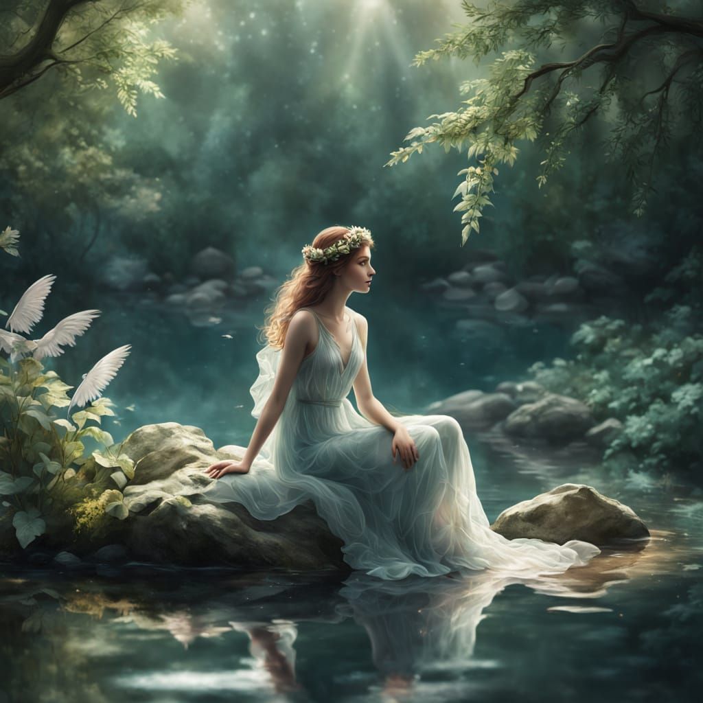 Serene Water Nymph in Dreamy Digital Painting