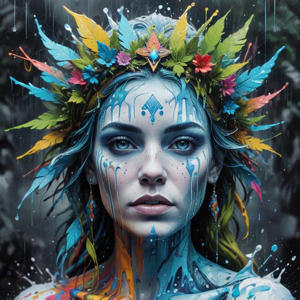 Graffiti Ice Queen of Valhalla in Vibrant Rain Forest