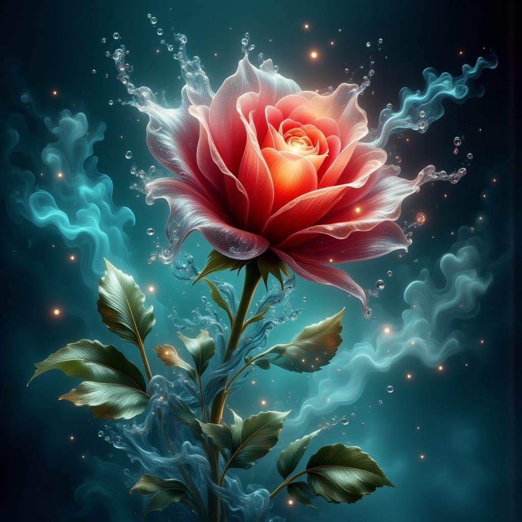 Glowing Rose Emerges From Phone Screen