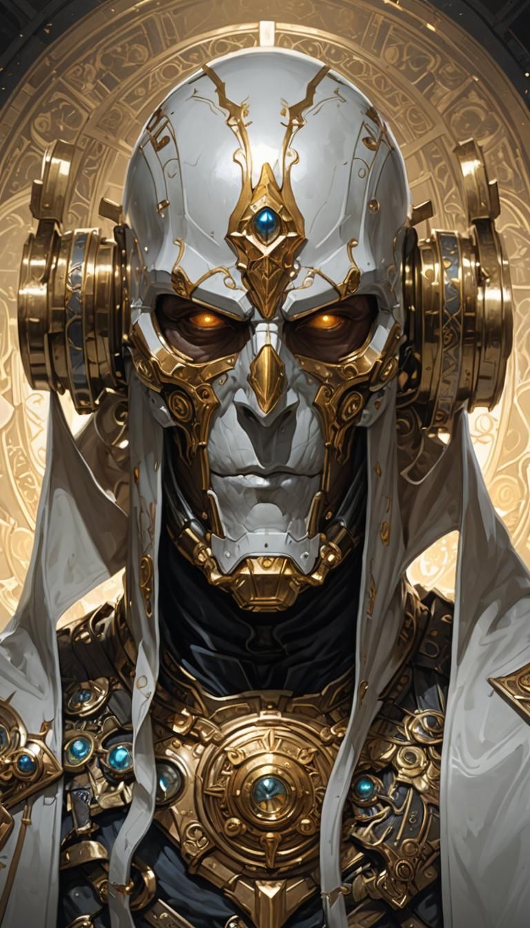 Warforged Villain Portrait in Dark Fantasy Style