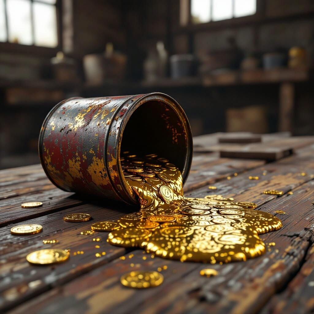 Gold Coin Paint Spill in Cinematic CGI