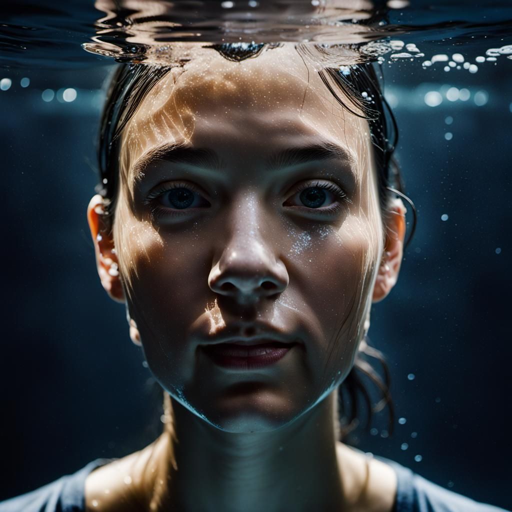 Underwater Portrait of Teenage Girl with Sunlight