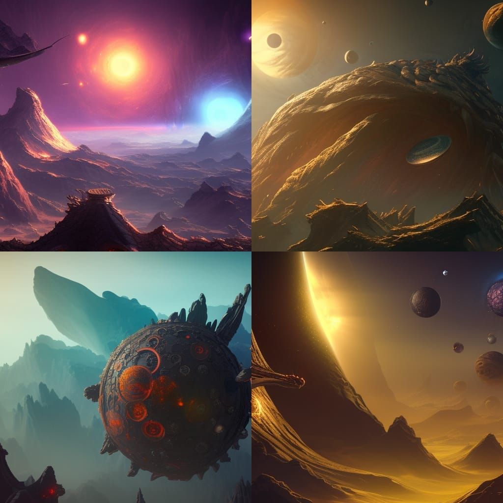 Dragon in Space Surrounded by Planets