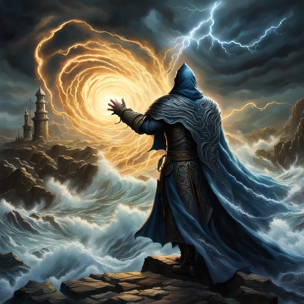 Sorcerer Conjures a Tornado on Stormy Seas