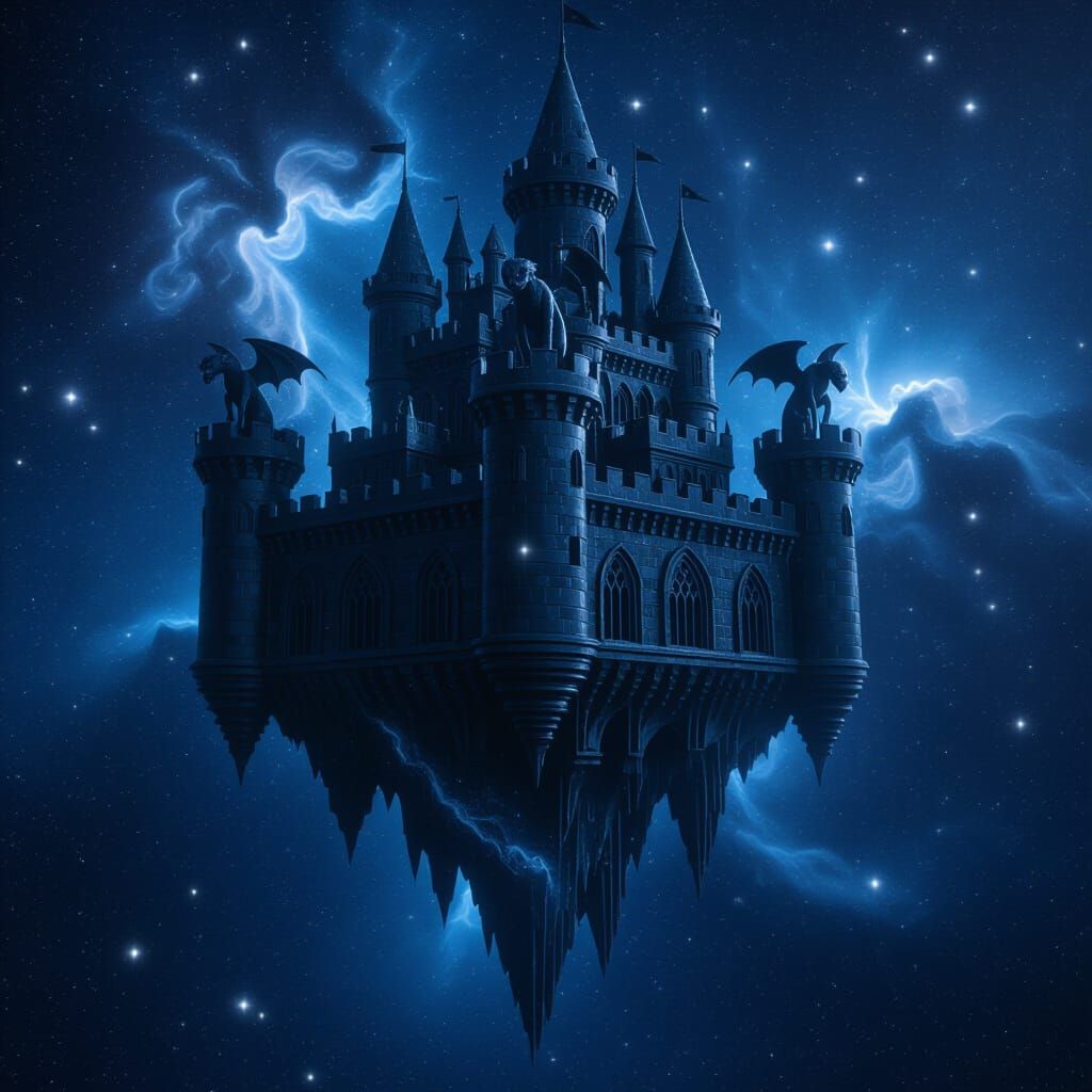 Obsidian Nebula Castle in Starry Void
