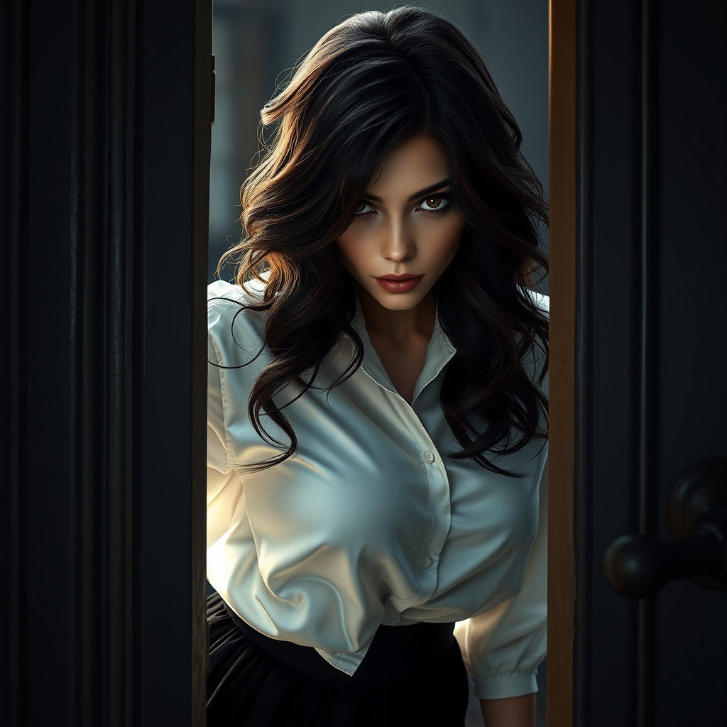 Intimate Brunette Portrait as Matte Painting