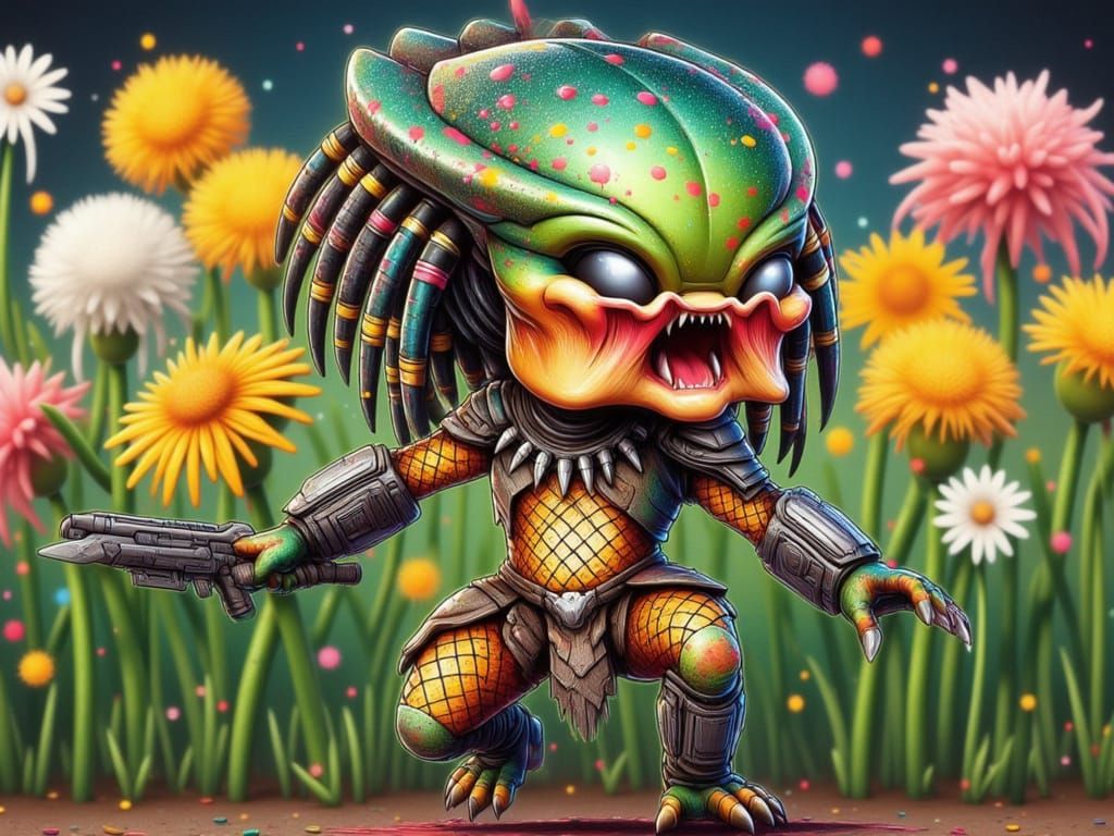 Glowing Alien Butterfly in a Glittering Dandelion Field