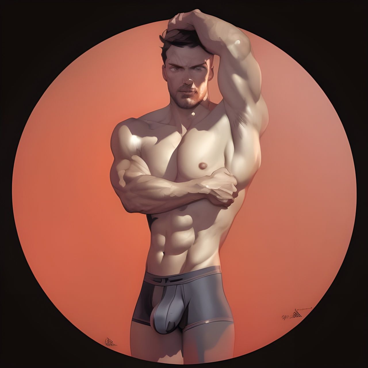 Heroic Muscular Man Portrait in Dynamic Lighting