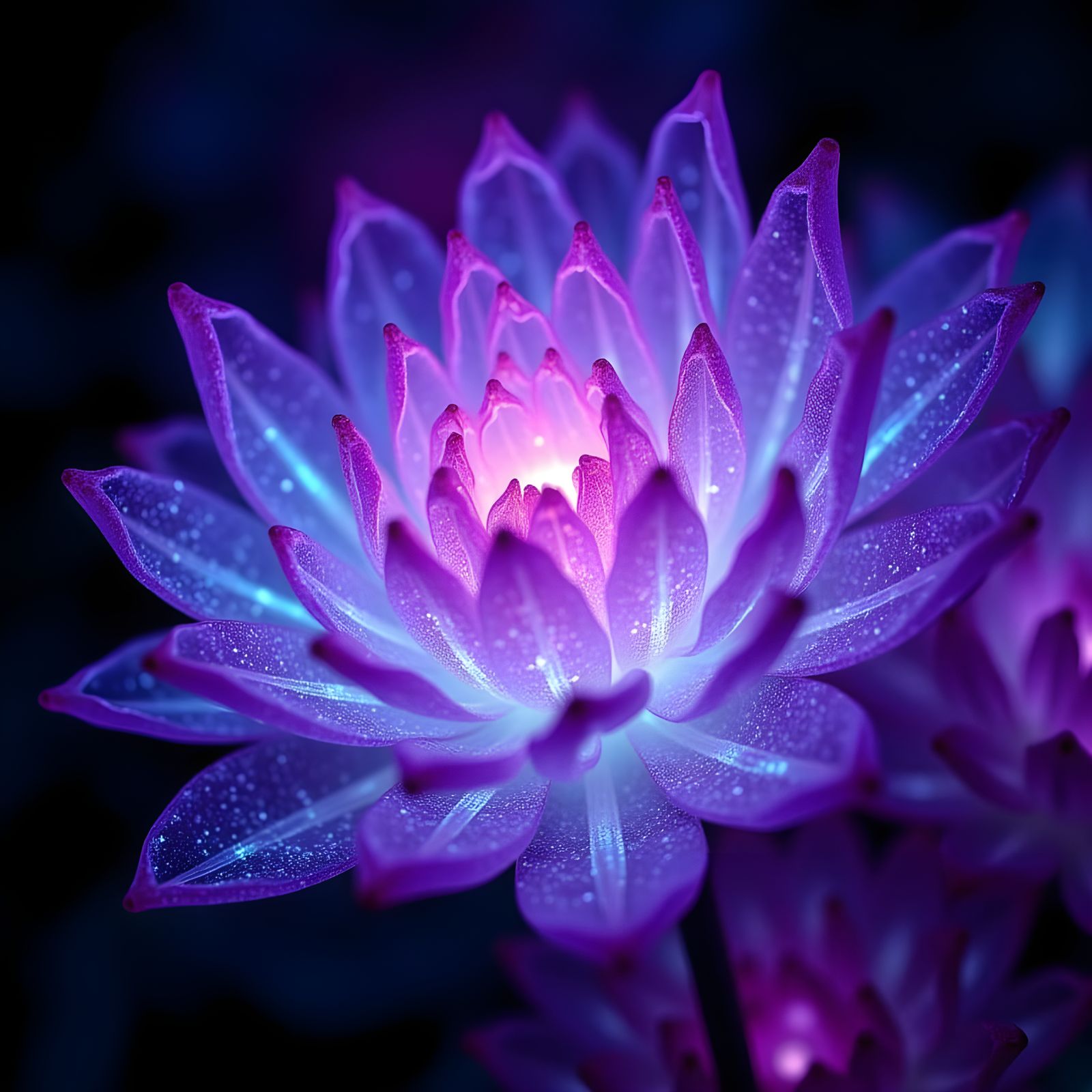 Bioluminescent Crystal Flower Close-up