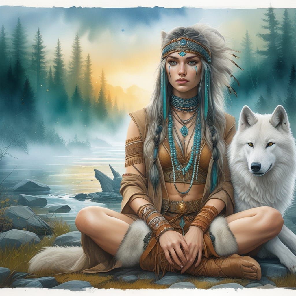 Huntress and wolf chilling
