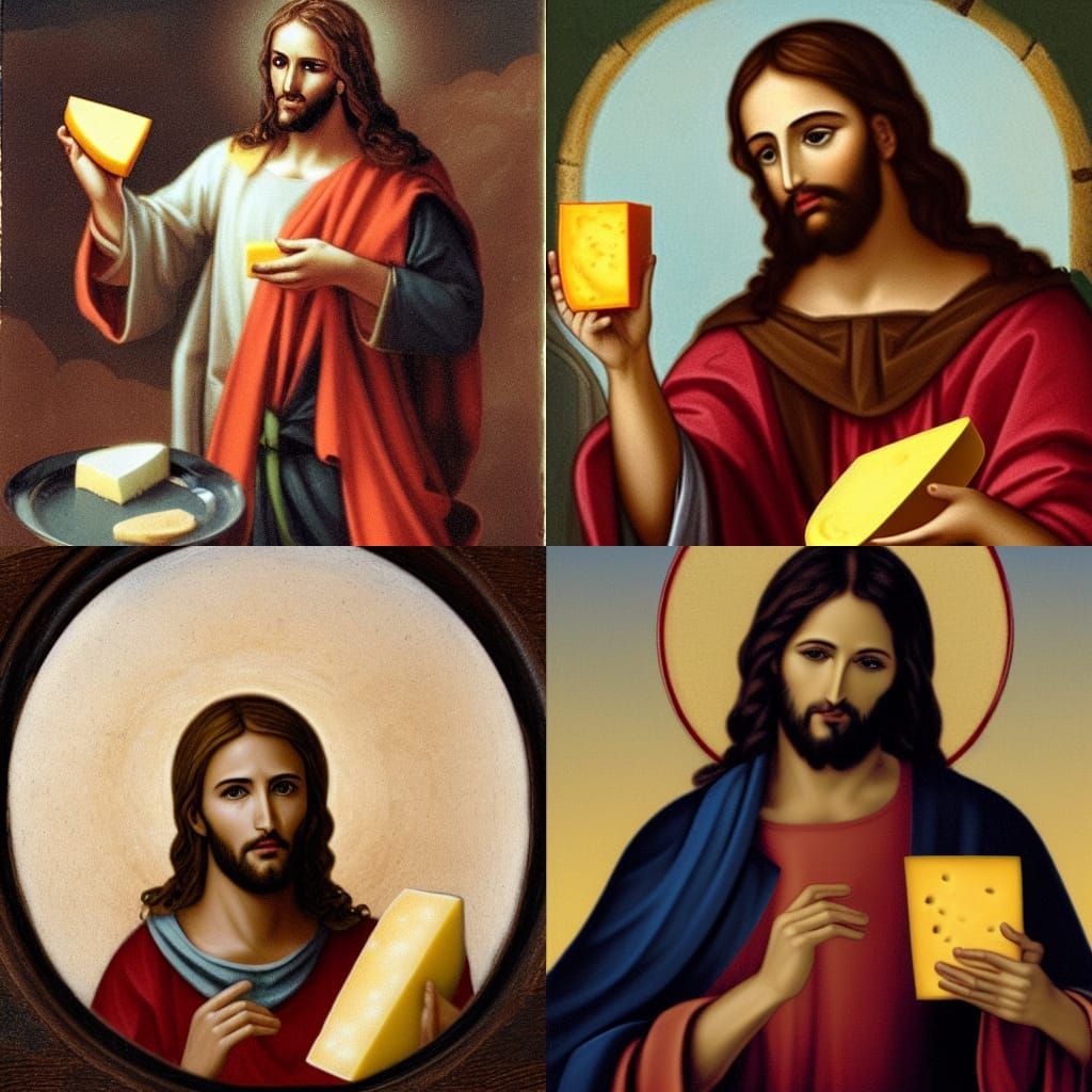 Jesus Holding a Wheel of Cheese