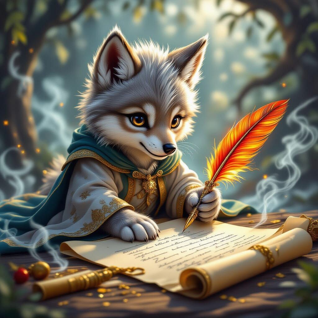 Fantasy Griffin Hybrid Scribe in Golden Light