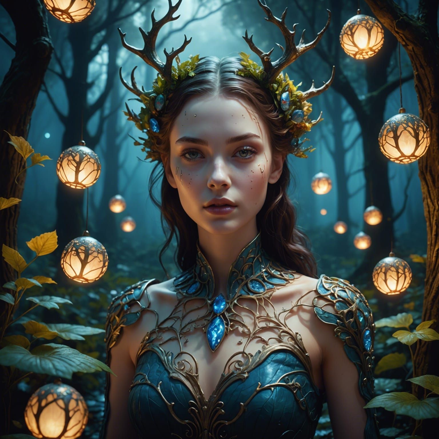 Enchanted Forest: Glowing Creatures and Porcelain Beauty