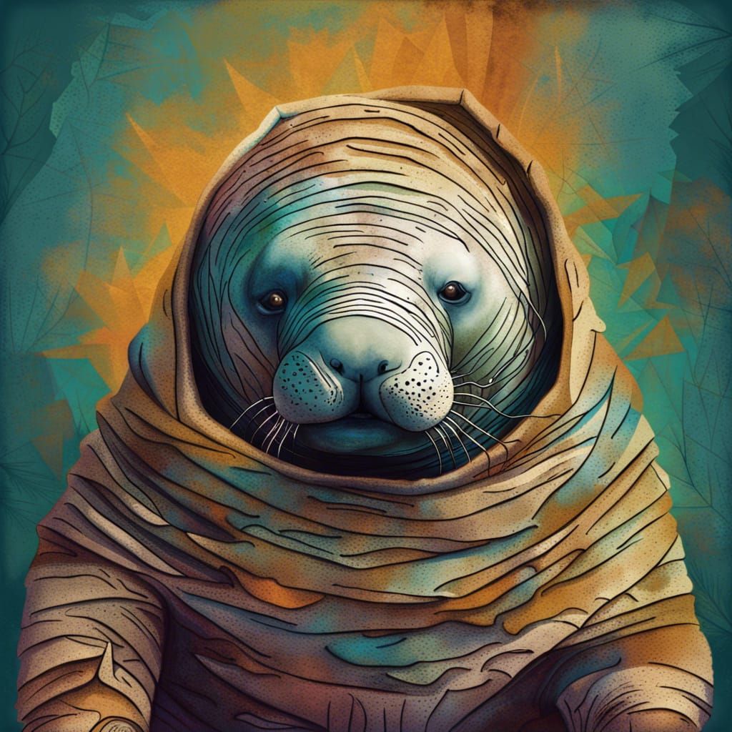 Manatee Mummy in Abstract Art Style