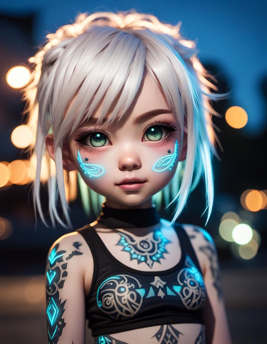 Bioluminescent Anime Waifu Portrait