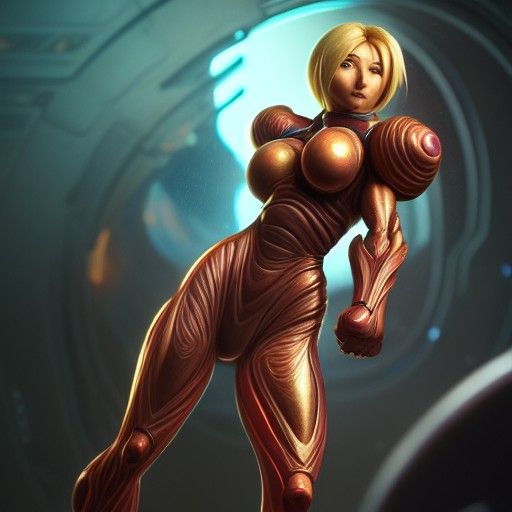 Samus Aran Biopunk Portrait in 3D Shading