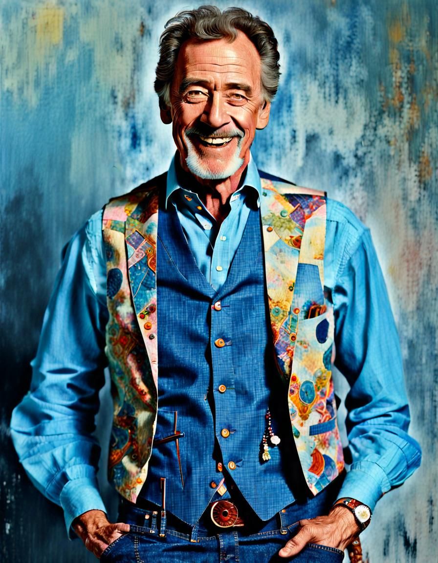 Man in Blue Linen Shirt: A Surreal Portrait