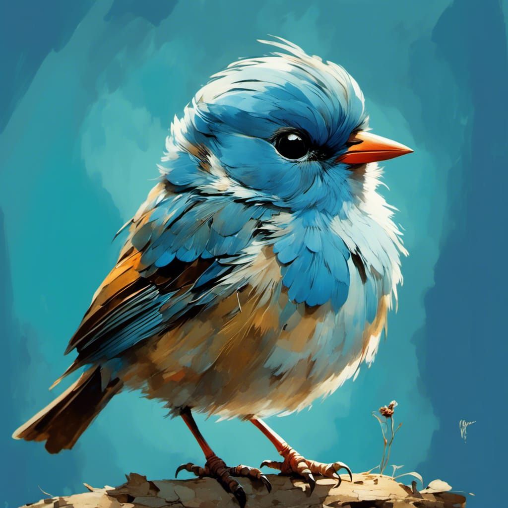 Whimsical Avian Scene in a Faded, Vintage Style