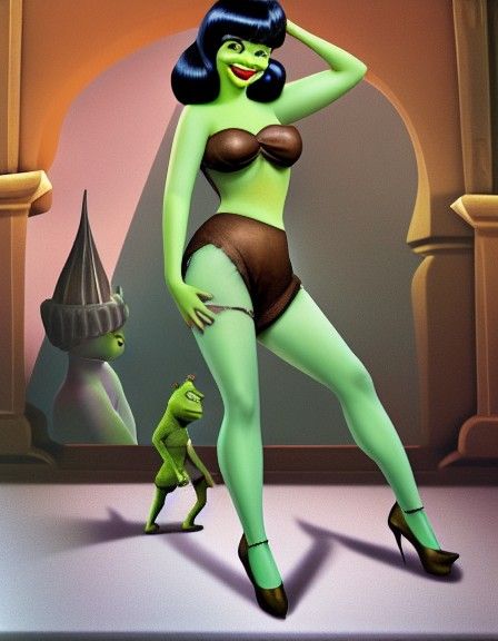 Shrek as Bettie Page: Photorealistic Model