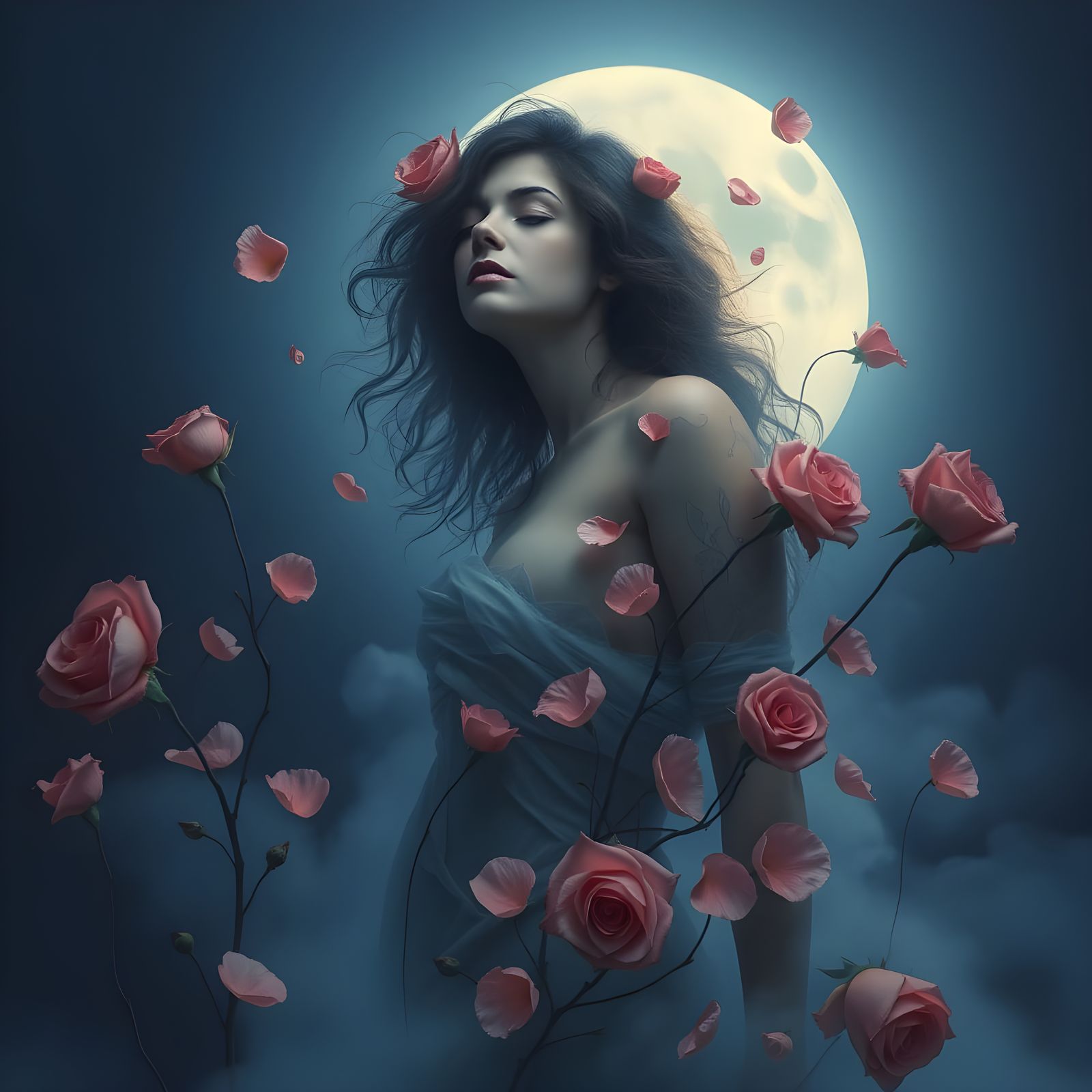 Ethereal Woman in a Surrealist Dreamscape